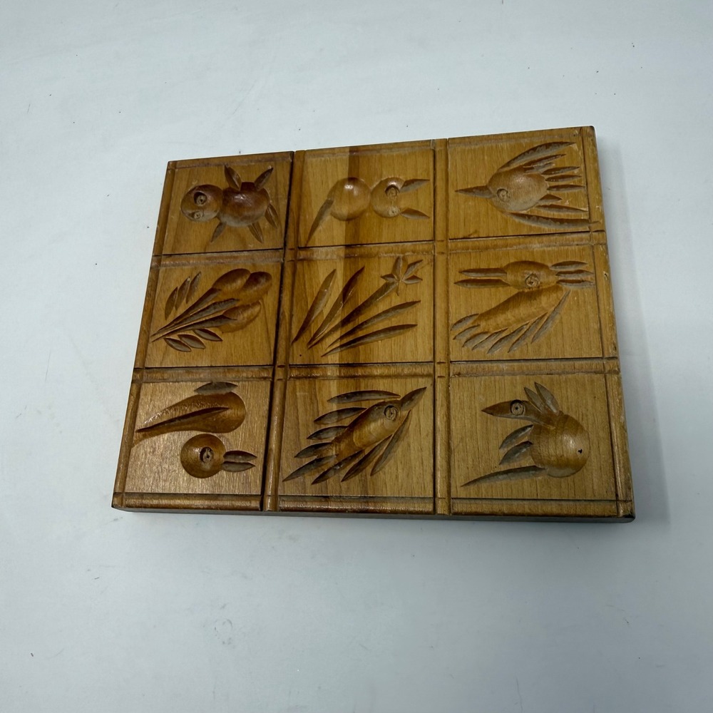 Vintage Kayco Wood Springerle Cookie Board 9 Square Bird Mold Good Housekeeping